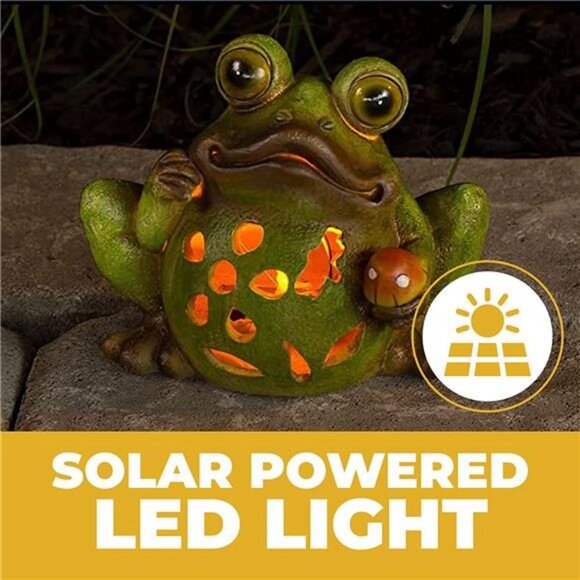 Frog Solar Light for Home and Outdoor Decor, Flickering LED Garden Light - Picture 3 of 6